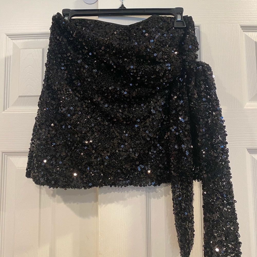 Lulus Black Sequin Mini Skirt